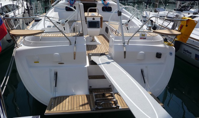 Elan Impression 444 swim platform opened down - Launch of the Elan Impression 444 © Elan Marine Moldan